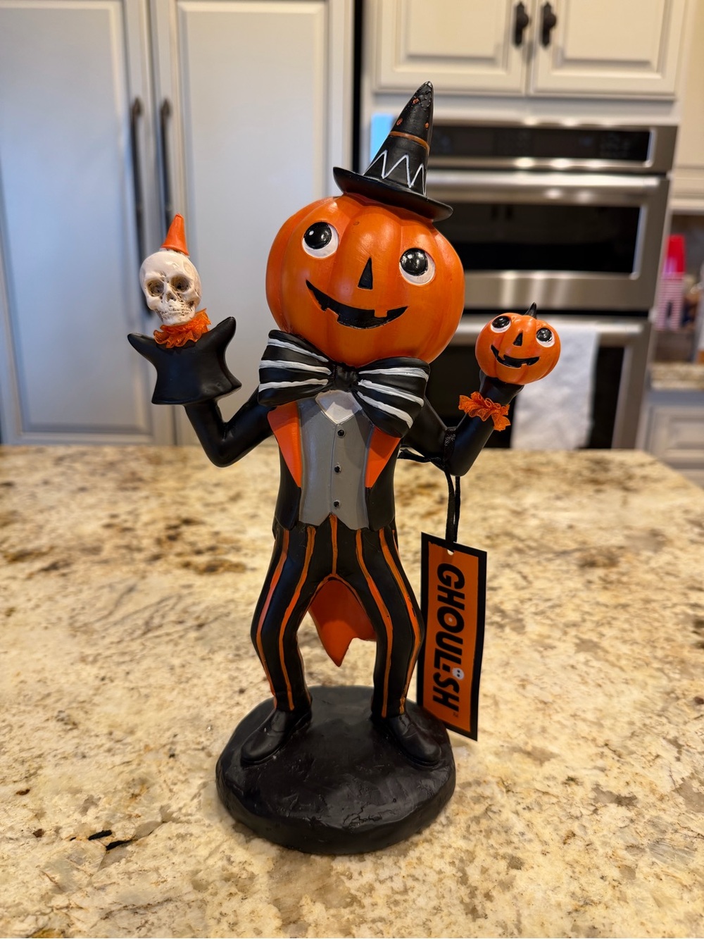 Ghoulish Retro Orange Halloween Pumpkin Figurine -